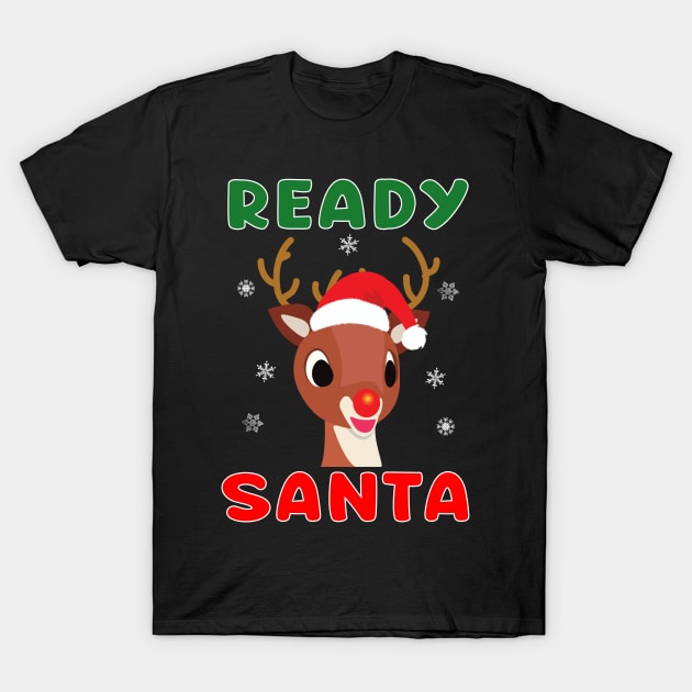 Rudolph Red Nose Reindeer Christmas Snowflakes Kids Gift T-Shirt by Maxx Exchange